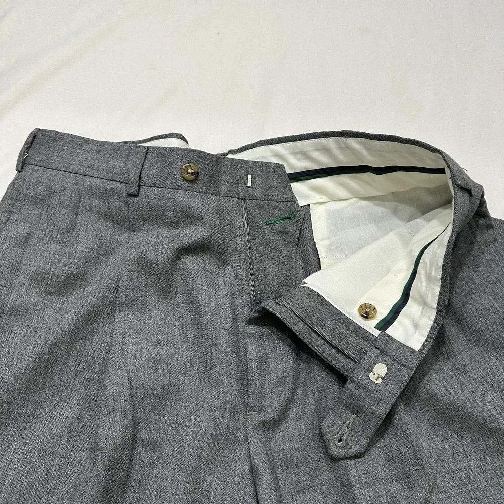 Tommy‎ Hilfiger Mens Relaxed fit Wool Dress Pants Grey Solid